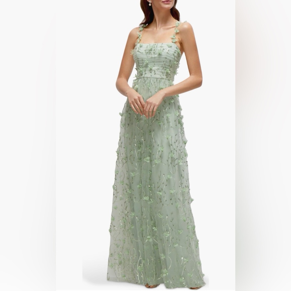 Dessy Collection Floral Embroidered Gown